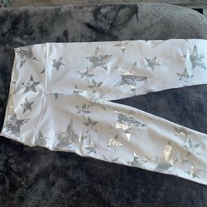 White & Silver star leggings